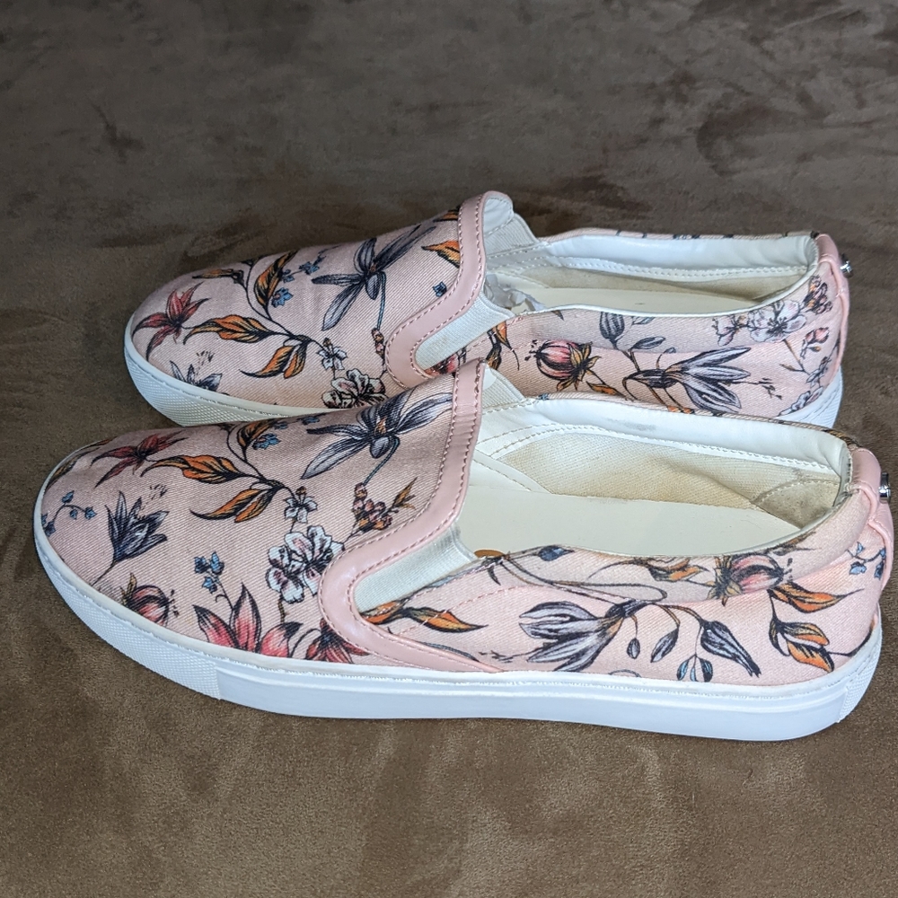 Sam Edelman Lily Floral Slide On Sneakers Shoes Flowers Pink